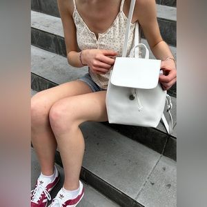Brandy melville white mini faux leather backpack